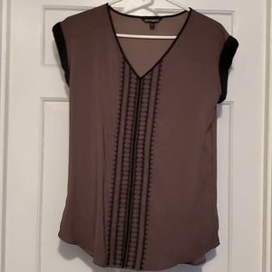 Olive green blouse with black embroidered detail from EXPRESS, Size SMALL.